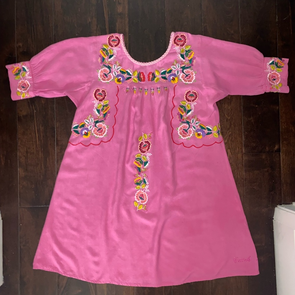CATCH A FIRE Bob Marley Pink Embroidered Dress SM